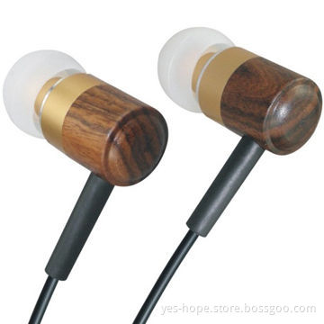 MP3 Stereo Wooden Earphones for iPhone, 10mm Speaker Diameter